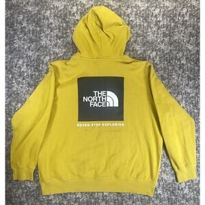 The North Face Hoodie Mens XL Yellow Mustard Logo Pullover Fleece Sweatshirt